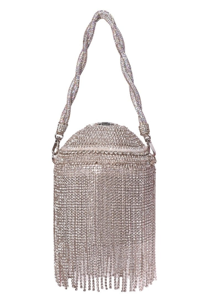 Silver Rhinestone Georgette Bucket Bag House of Kosha - Fabilicious Fashion
