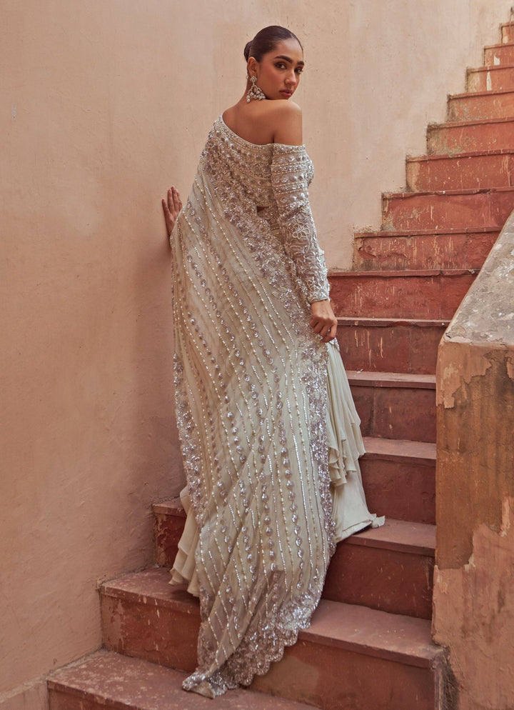 Silver Sequins Georgette Lehenga Saree Set Nidhika Shekhar - Fabilicious Fashion