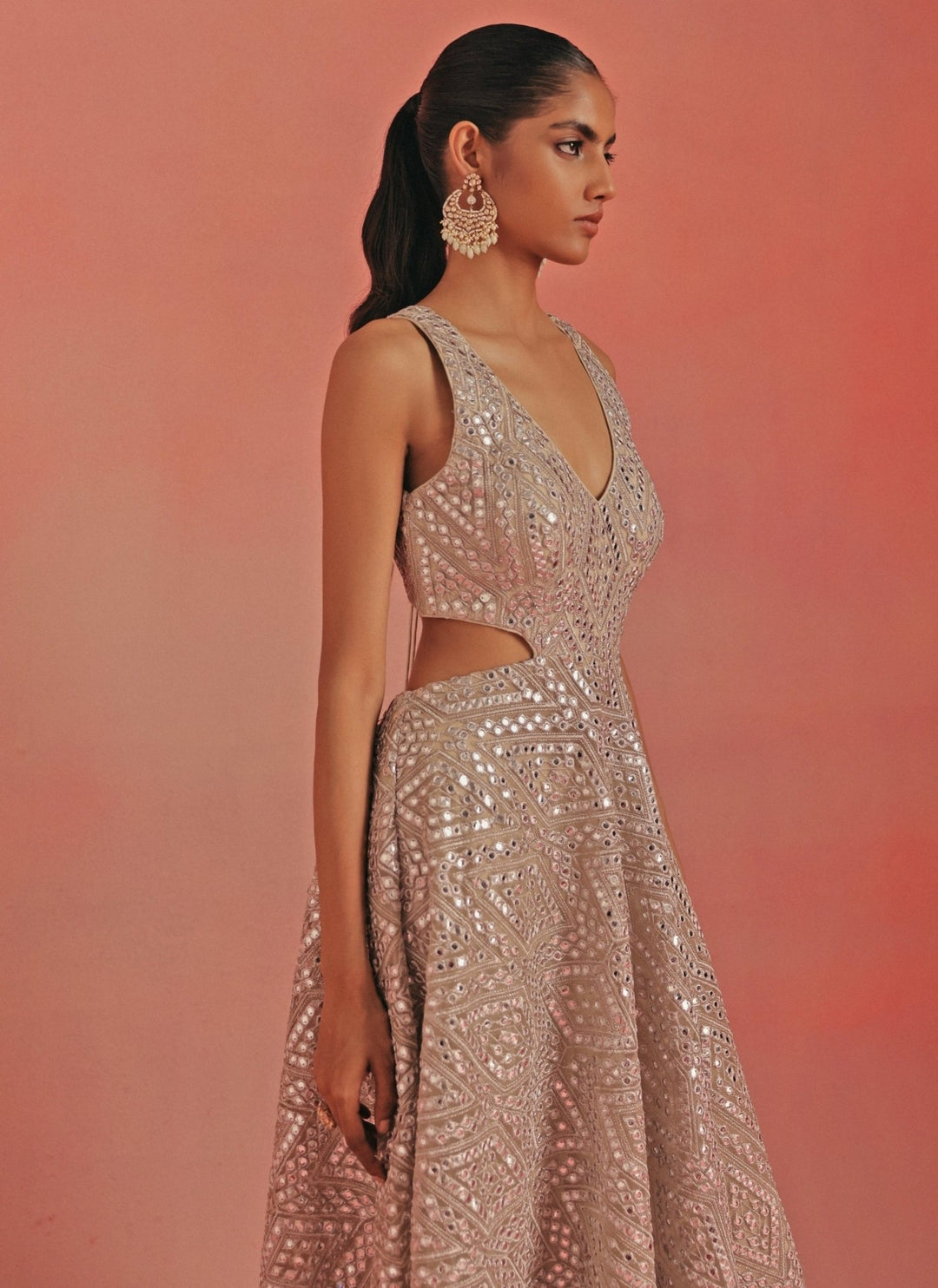 Twenty Nine Silver Soft Net Mirrorwork Long Kurta With ShararaFabilicious Fashion