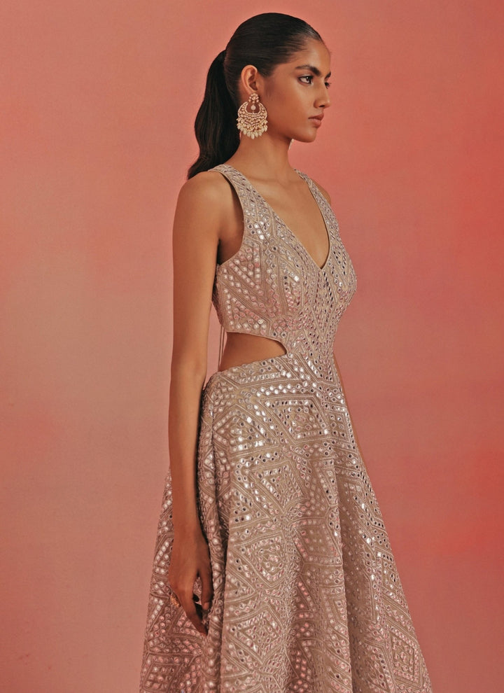 Twenty Nine Silver Soft Net Mirrorwork Long Kurta With ShararaFabilicious Fashion
