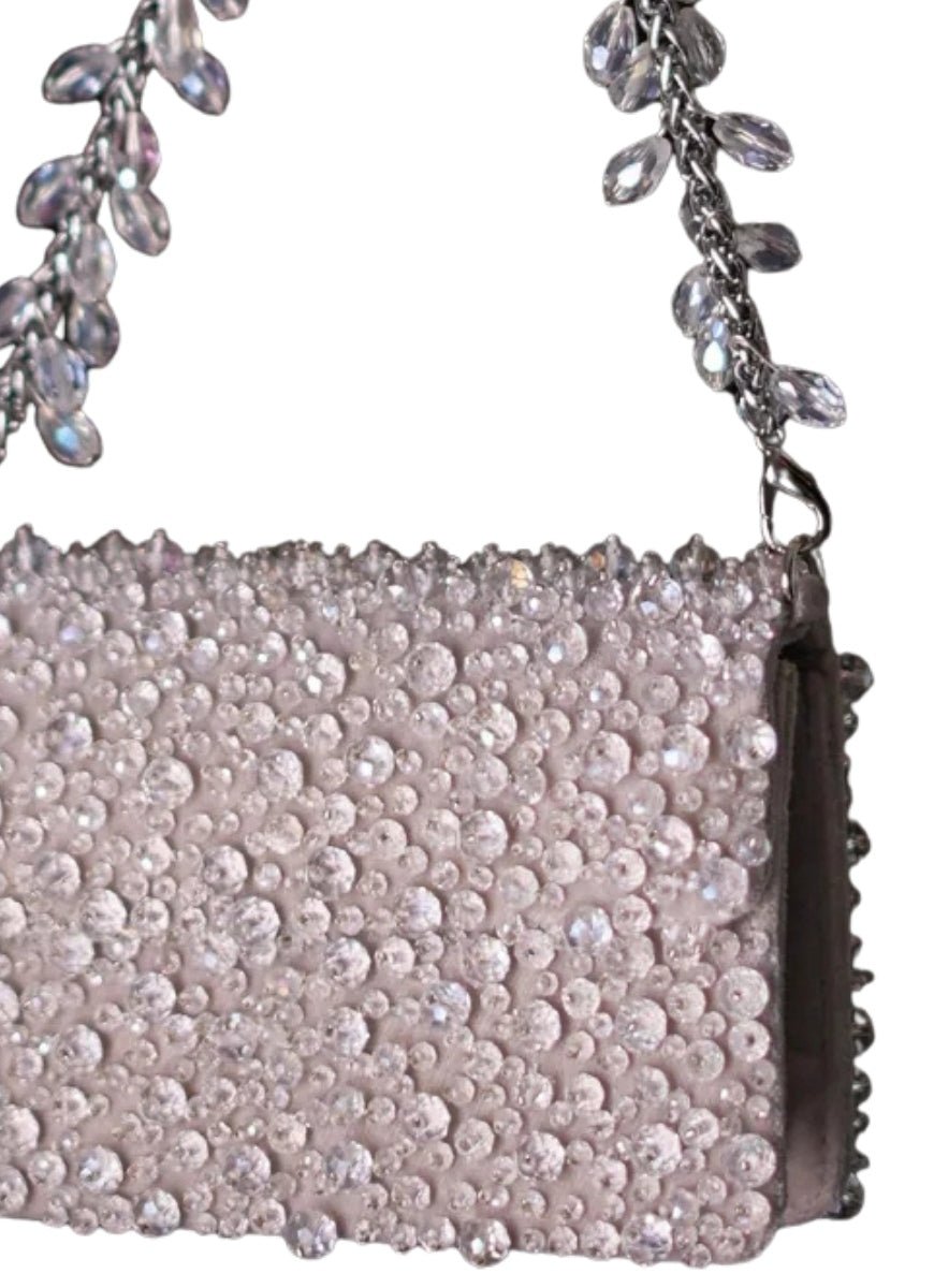 Silver Suede Crystal Embellished Mini Bag House of Kosha - Fabilicious Fashion