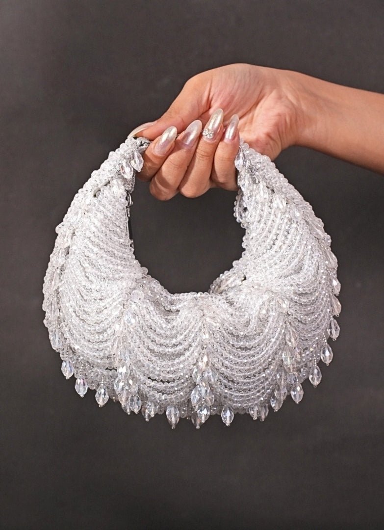 Silver Suede Embellished Hobo Bag House of Kosha - Fabilicious Fashion