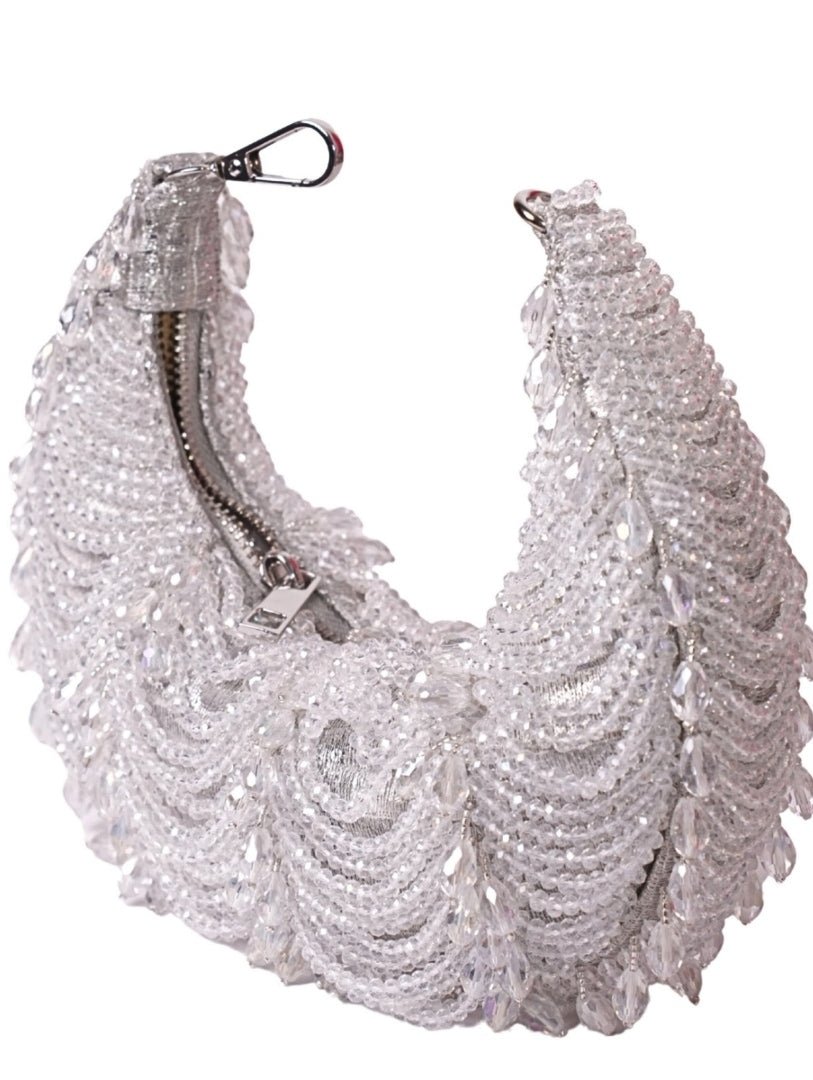 Silver Suede Embellished Hobo Bag House of Kosha - Fabilicious Fashion