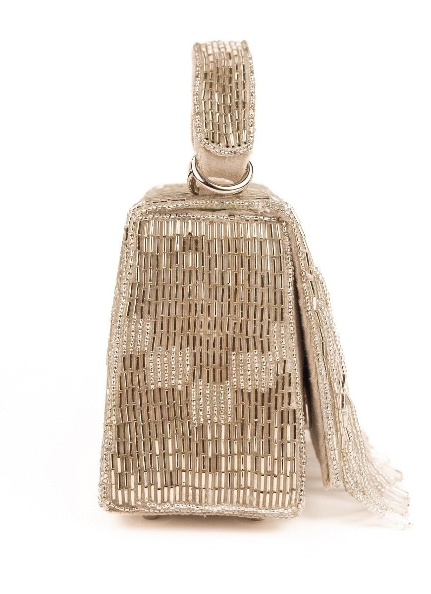Silver Suede Handcrafted Box Bag House of Kosha - Fabilicious Fashion