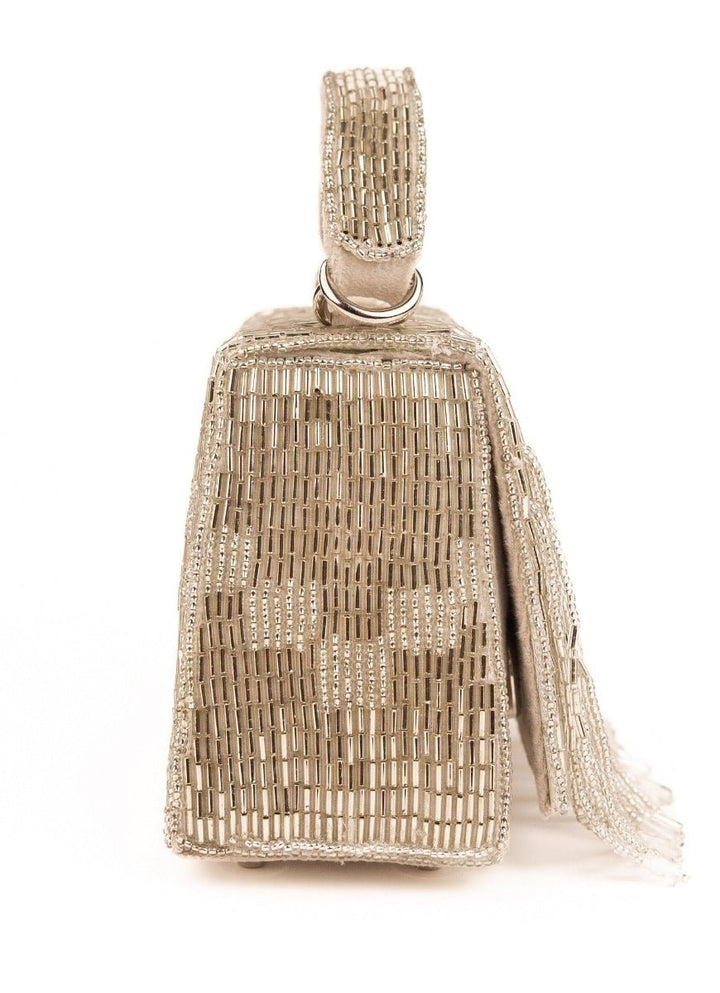Silver Suede Handcrafted Box Bag House of Kosha - Fabilicious Fashion