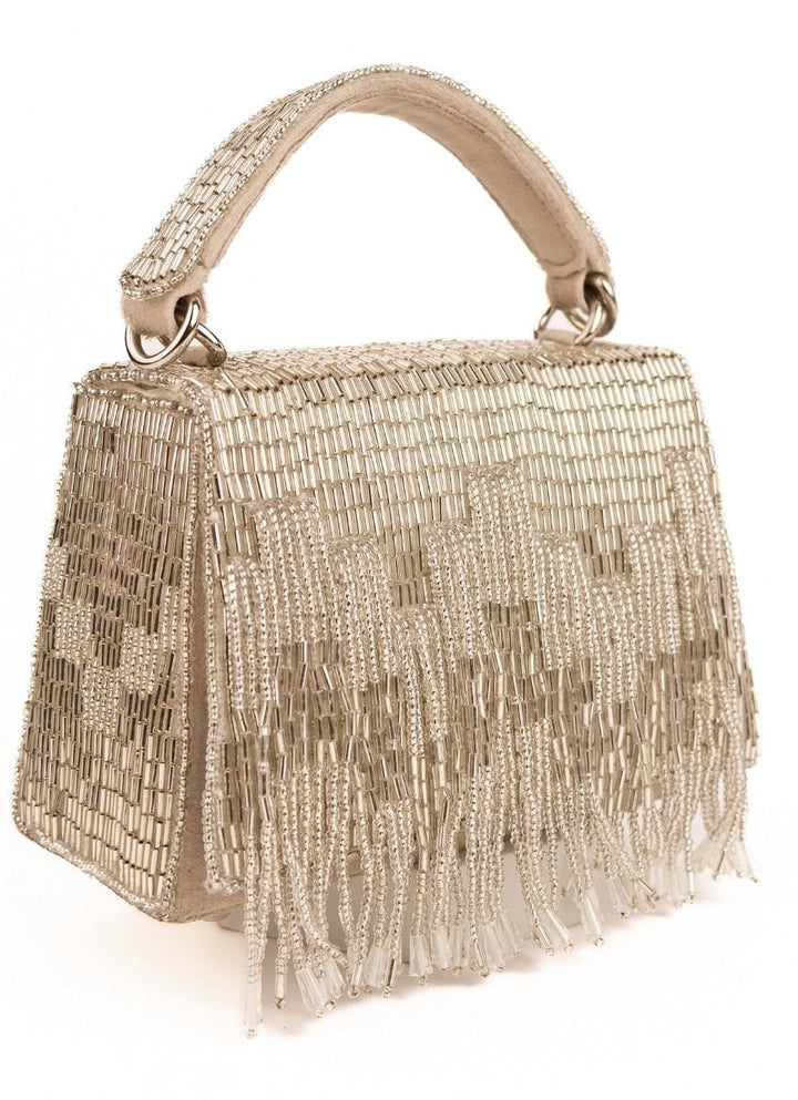 Silver Suede Handcrafted Box Bag House of Kosha - Fabilicious Fashion