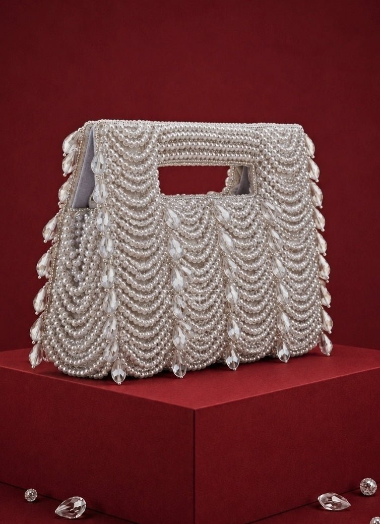 House of Kosha Silver Suede Handcrafted ClutchFabilicious Fashion
