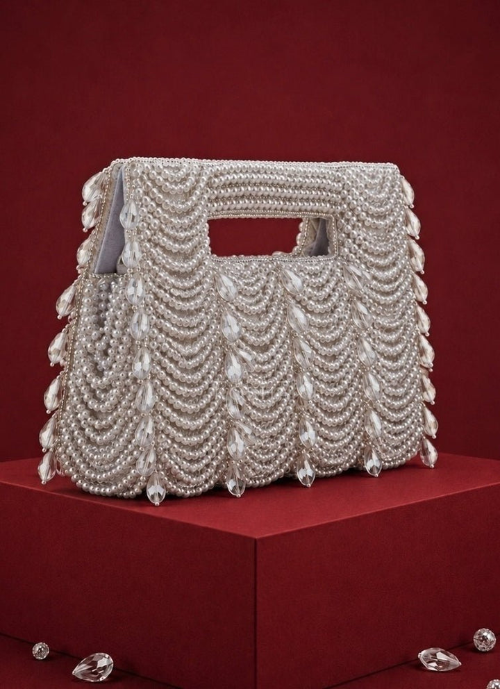 House of Kosha Silver Suede Handcrafted ClutchFabilicious Fashion