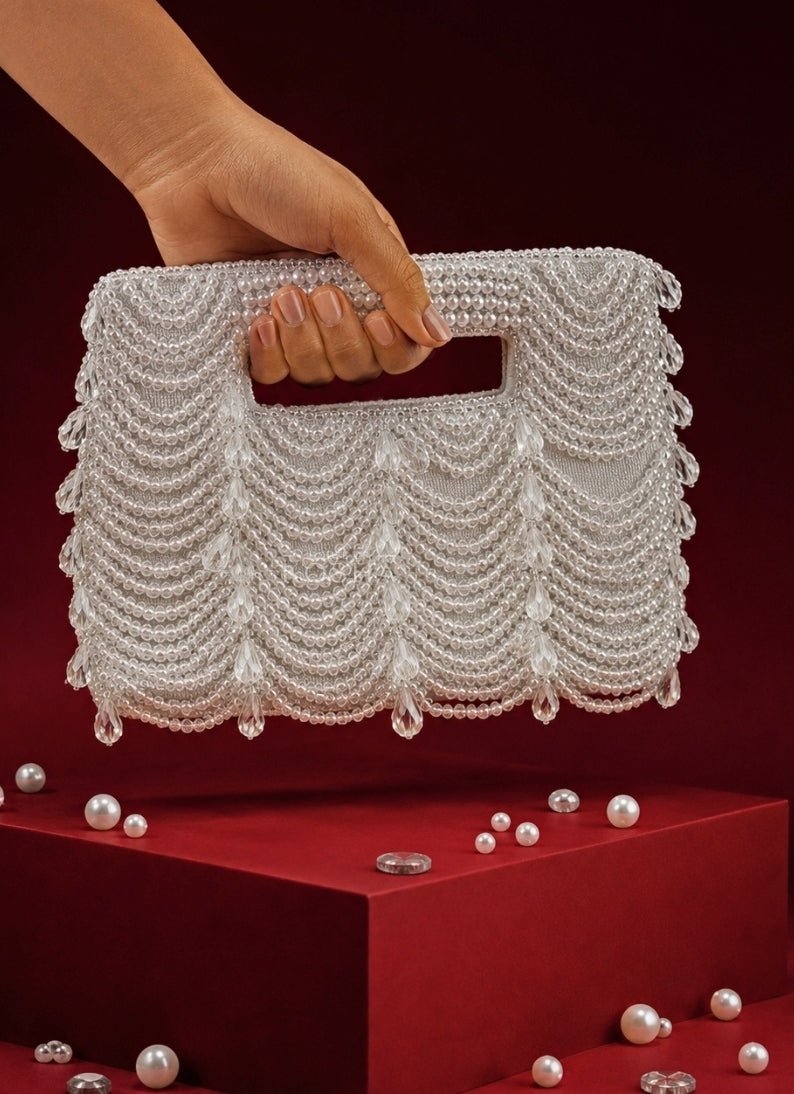 House of Kosha Silver Suede Handcrafted ClutchFabilicious Fashion