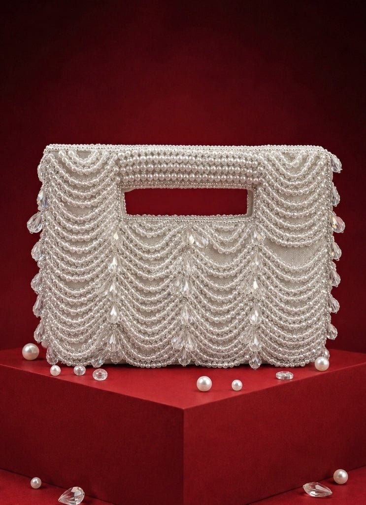House of Kosha Silver Suede Handcrafted ClutchFabilicious Fashion