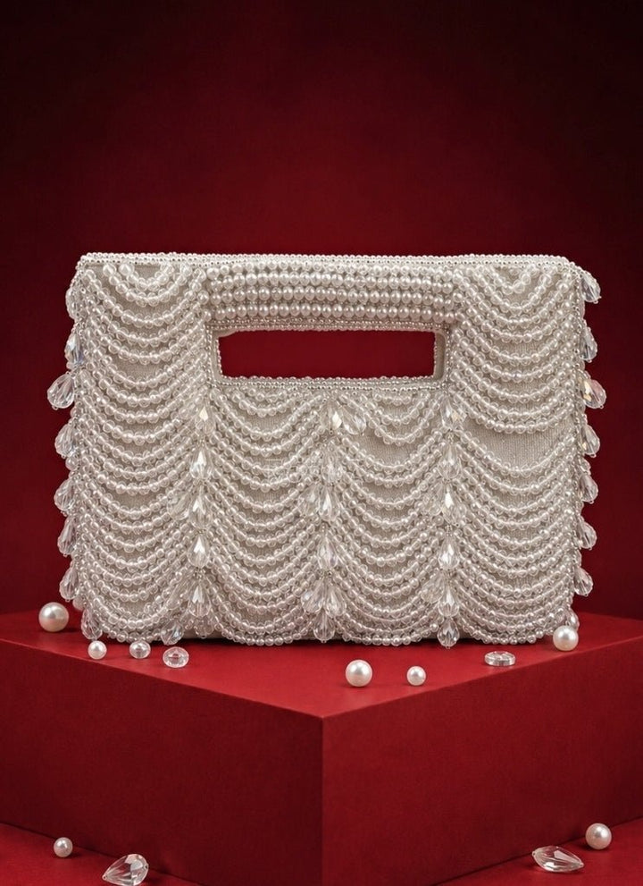 House of Kosha Silver Suede Handcrafted ClutchFabilicious Fashion