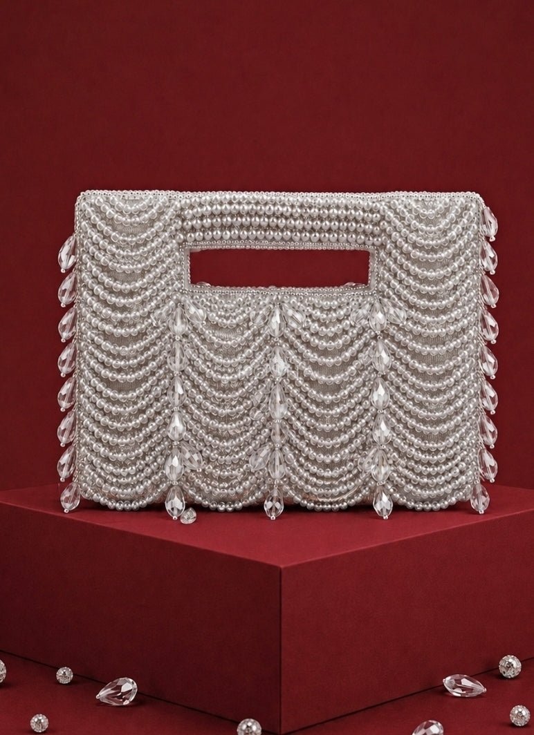 House of Kosha Silver Suede Handcrafted ClutchFabilicious Fashion