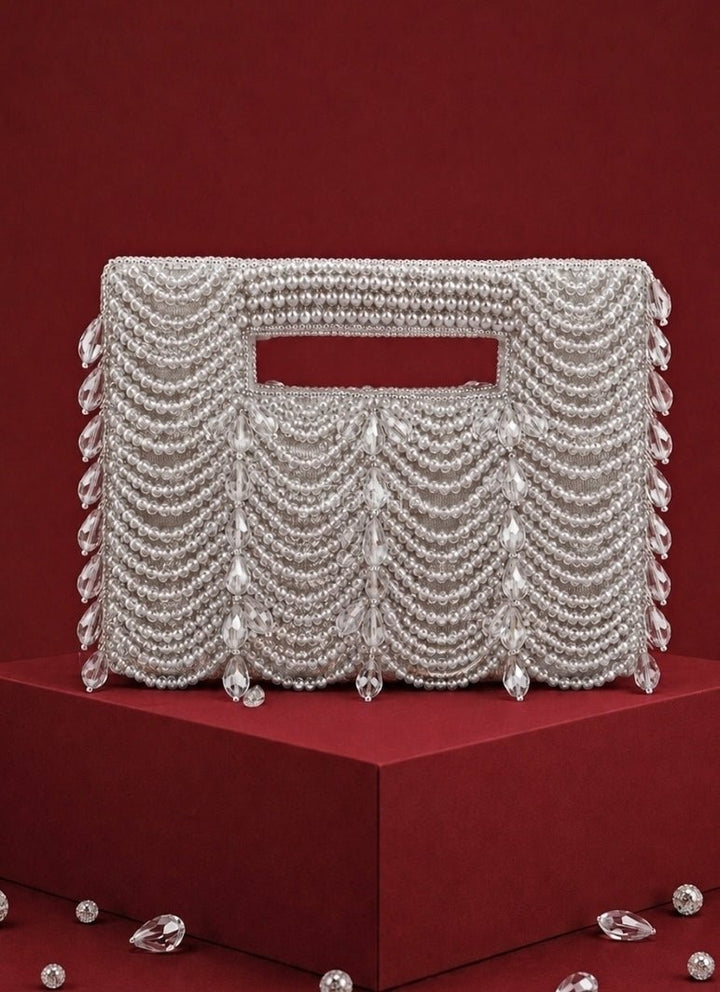 House of Kosha Silver Suede Handcrafted ClutchFabilicious Fashion