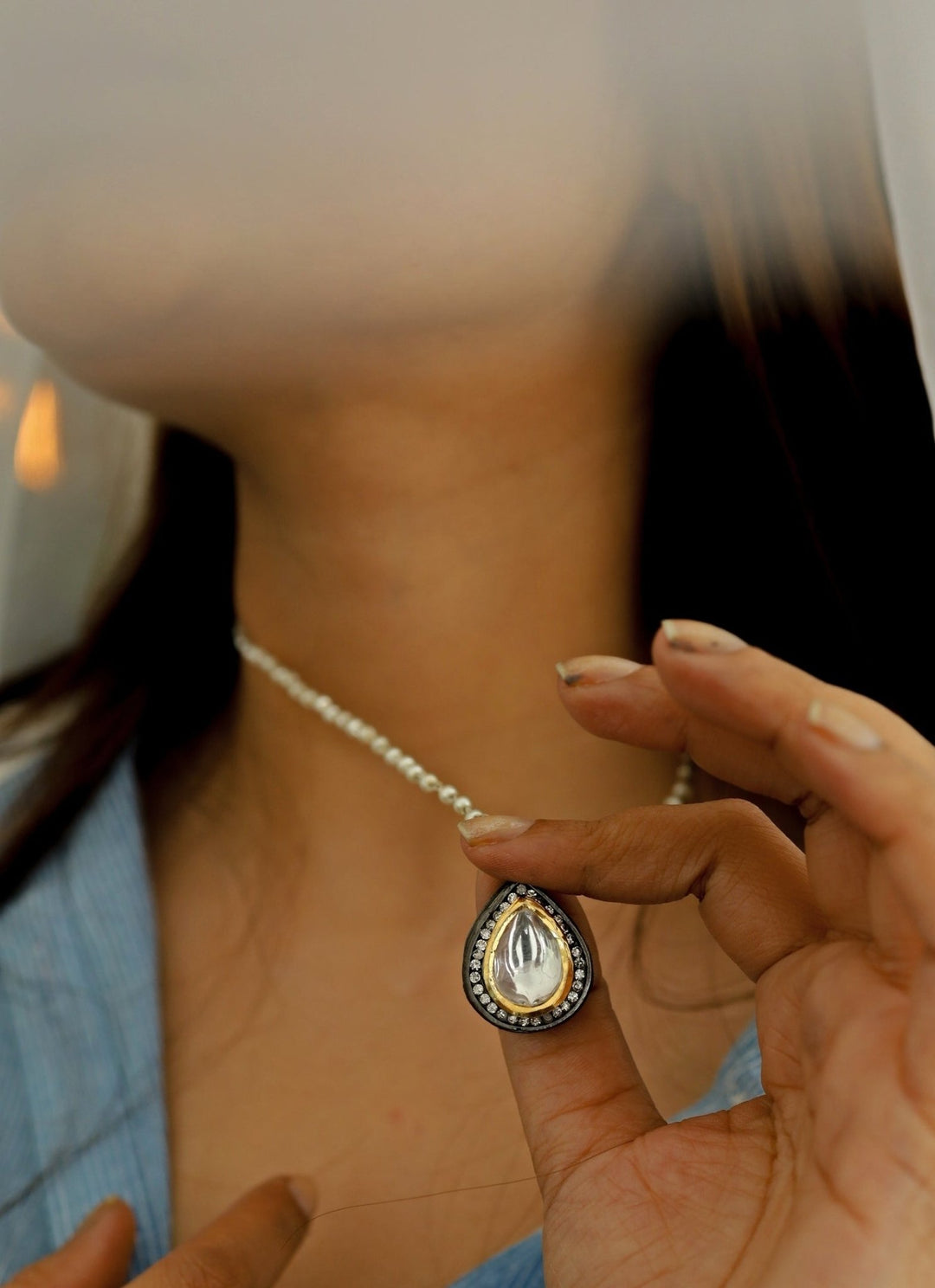 Do Taara Silver Teardrop Pendant NecklaceFabilicious Fashion