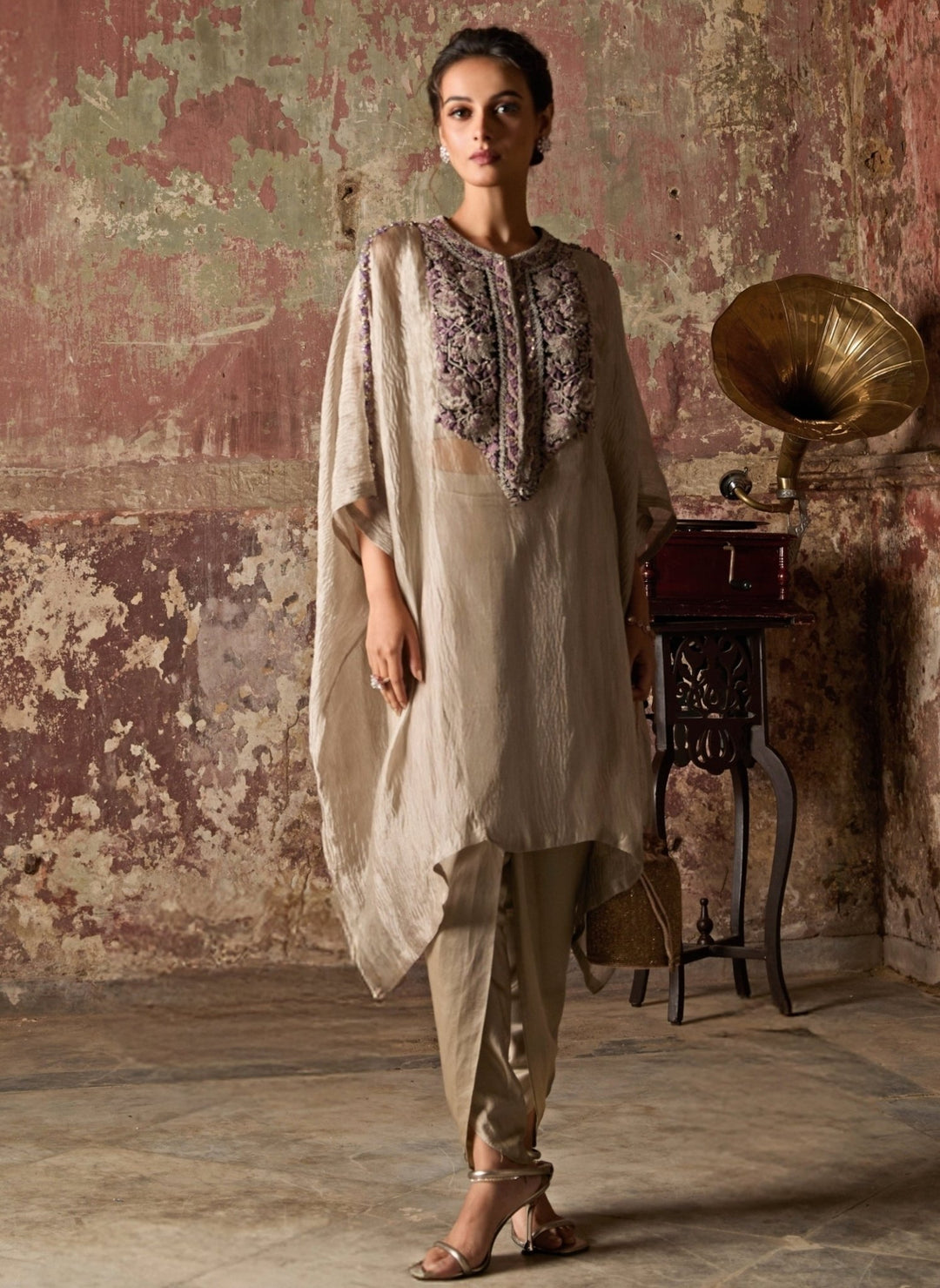 Prisho Silver Tissue Kaftan Pants SetFabilicious Fashion