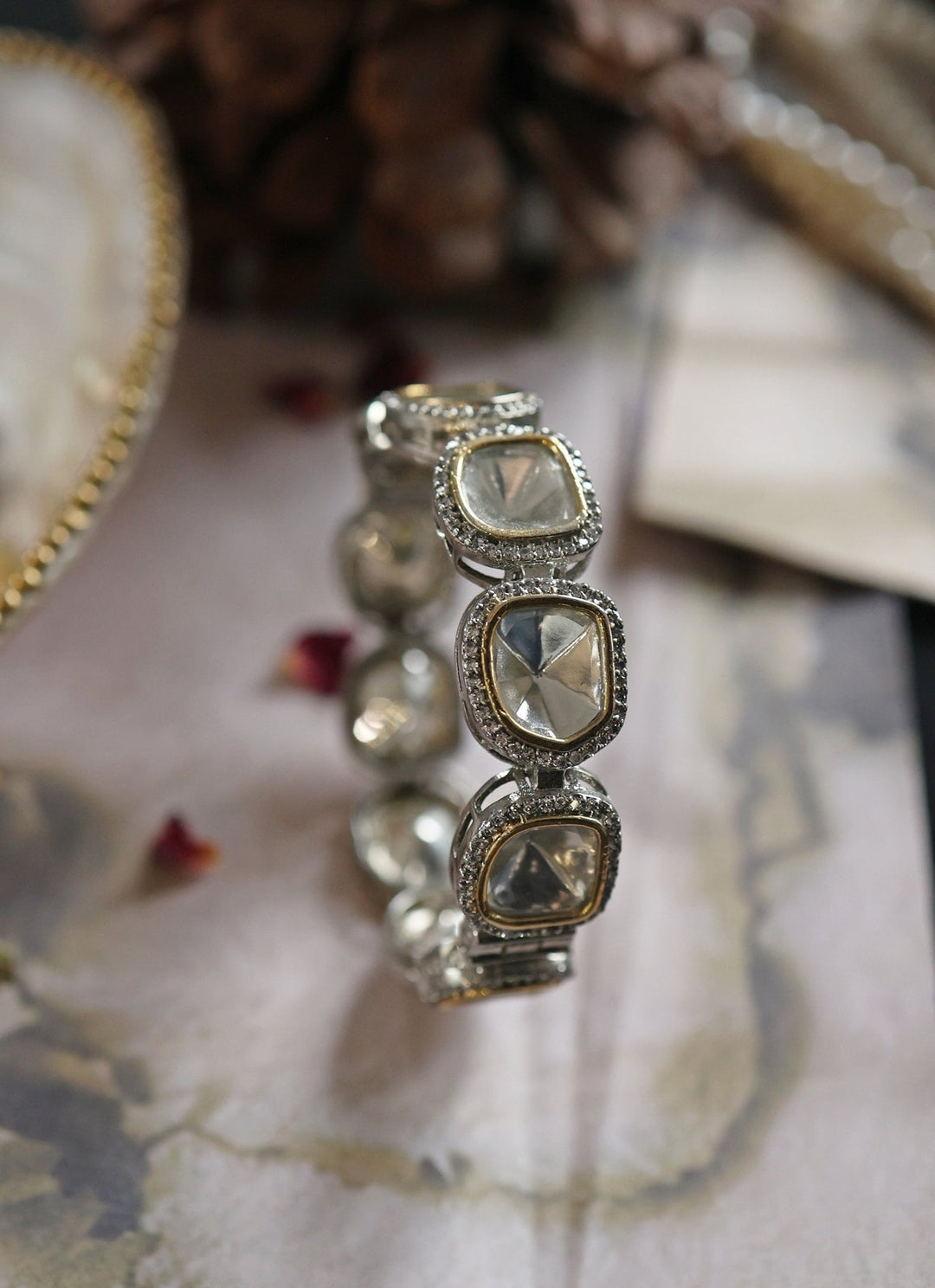 Do Taara Silver Victorian Polki BangleFabilicious Fashion