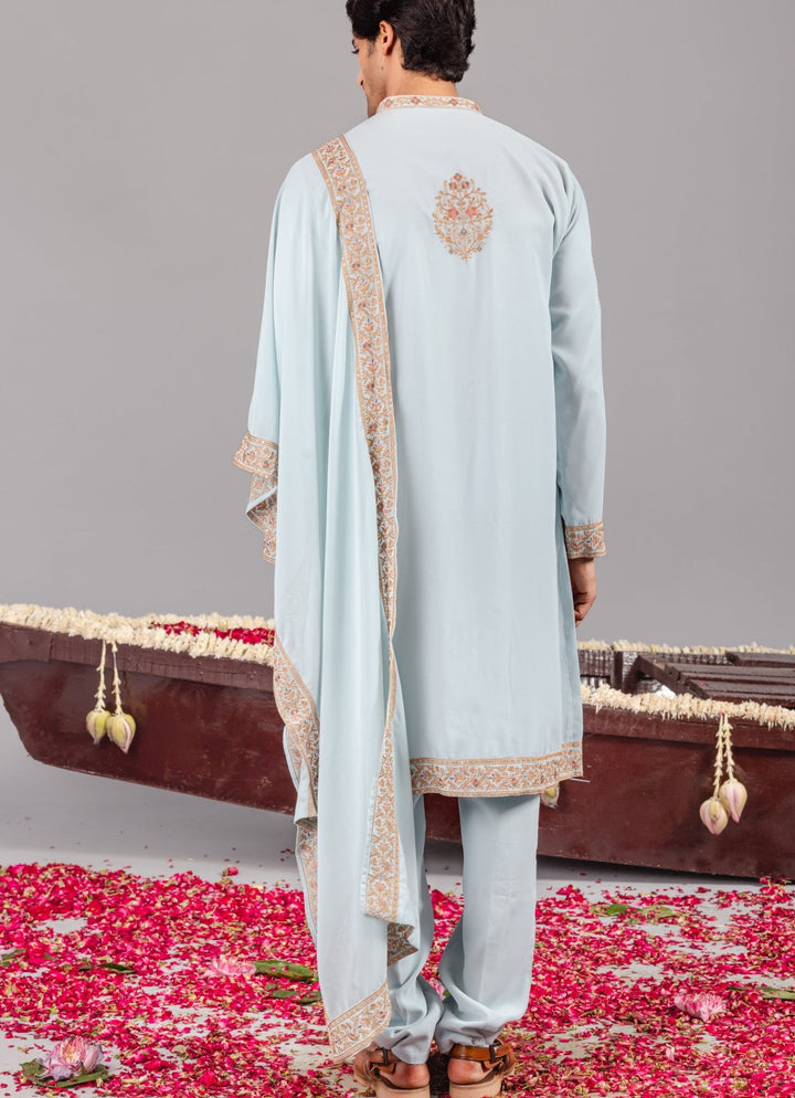 Sky Blue Embroidered Georgette Kurta Pant Set Kalpraag - Fabilicious Fashion