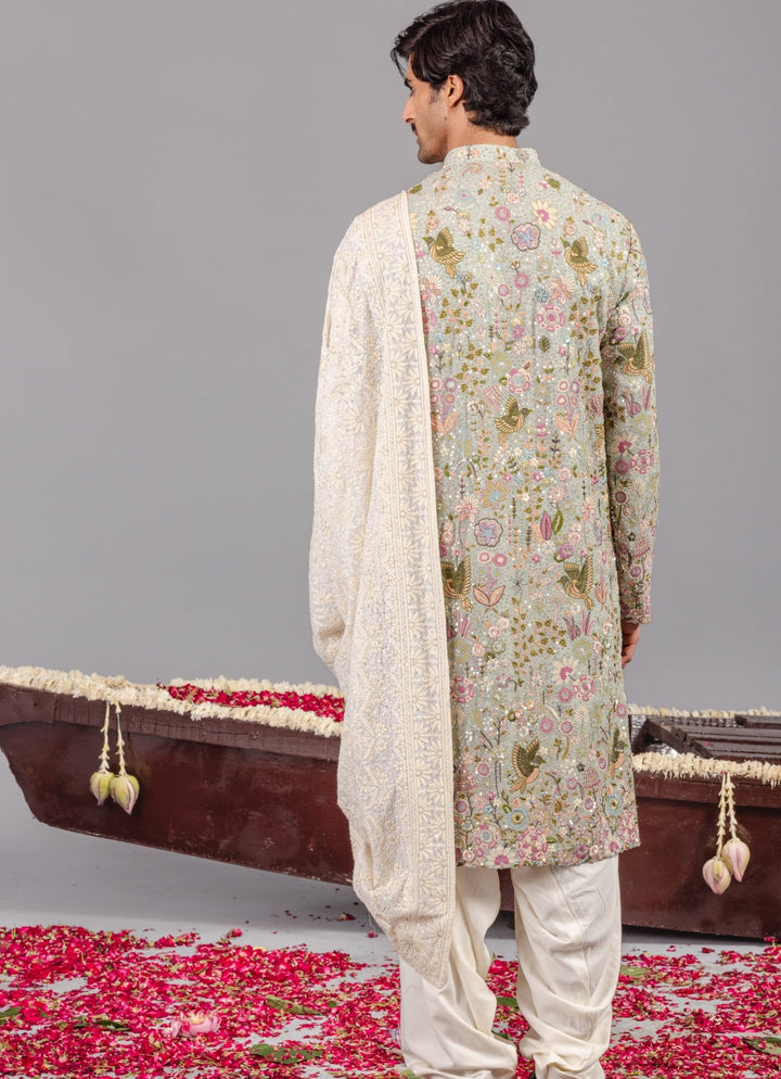Sky Blue Embroidered Georgette Kurta Patiala Set Kalpraag - Fabilicious Fashion