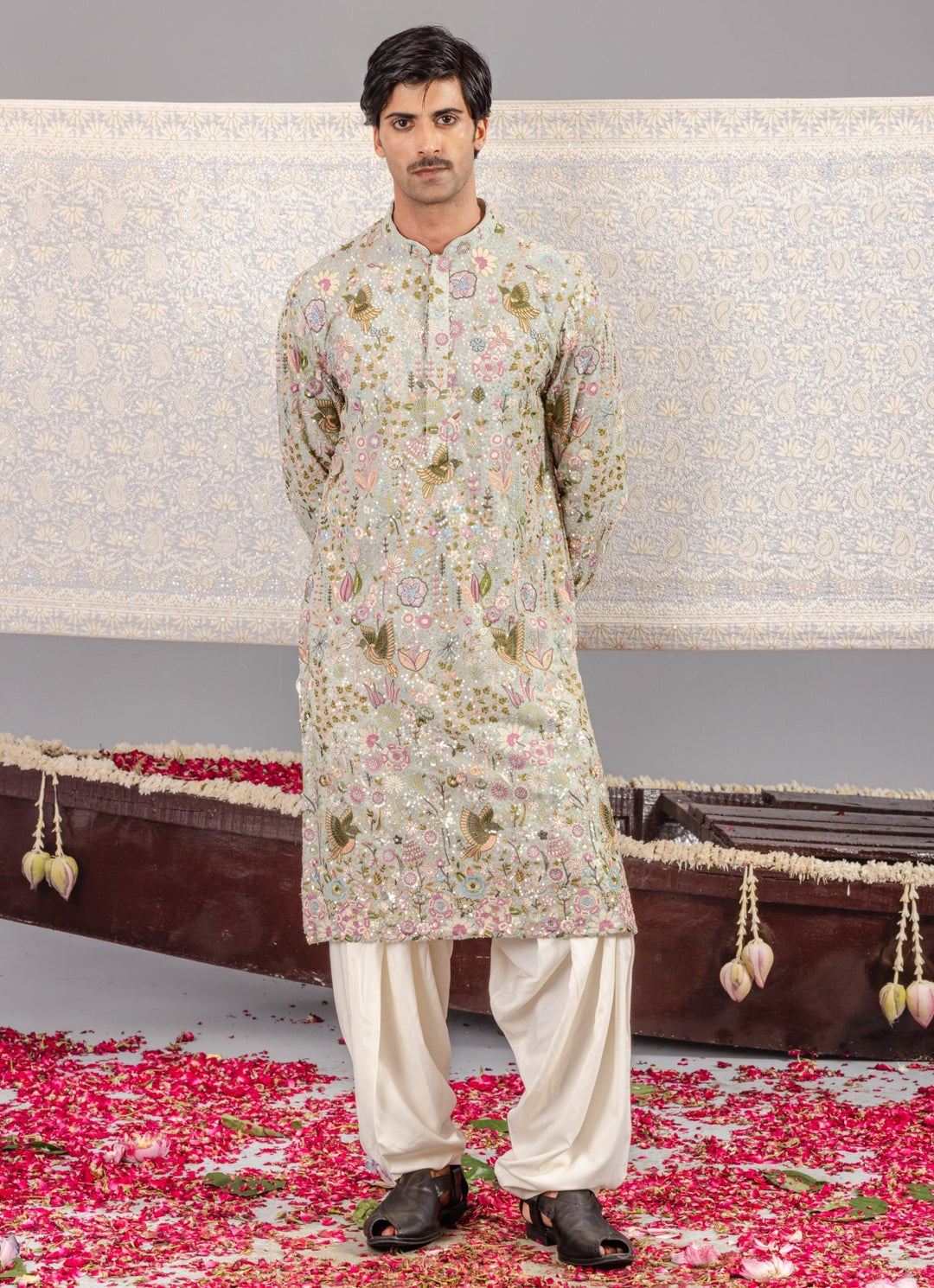 Sky Blue Embroidered Georgette Kurta Patiala Set Kalpraag - Fabilicious Fashion