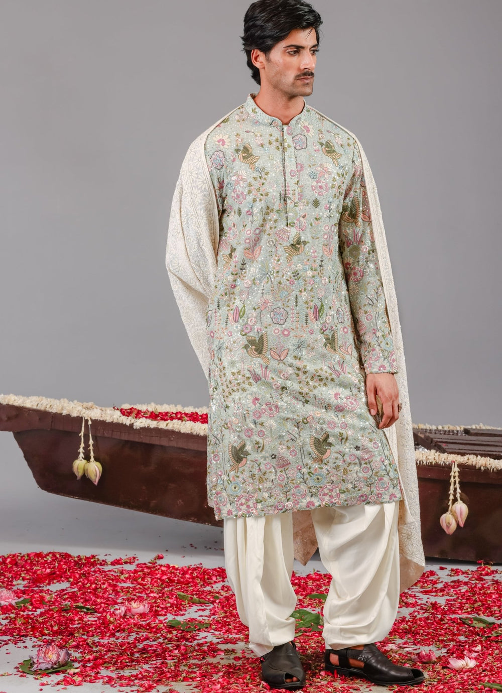Sky Blue Embroidered Georgette Kurta Patiala Set Kalpraag - Fabilicious Fashion