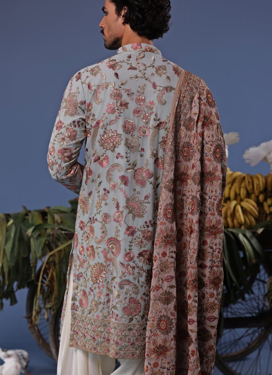 Sky Blue Floral Embroidered Kurta Patiala Set Kalpraag - Fabilicious Fashion