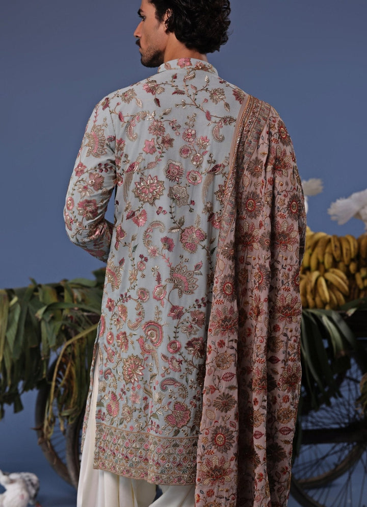 Sky Blue Floral Embroidered Kurta Patiala Set Kalpraag - Fabilicious Fashion