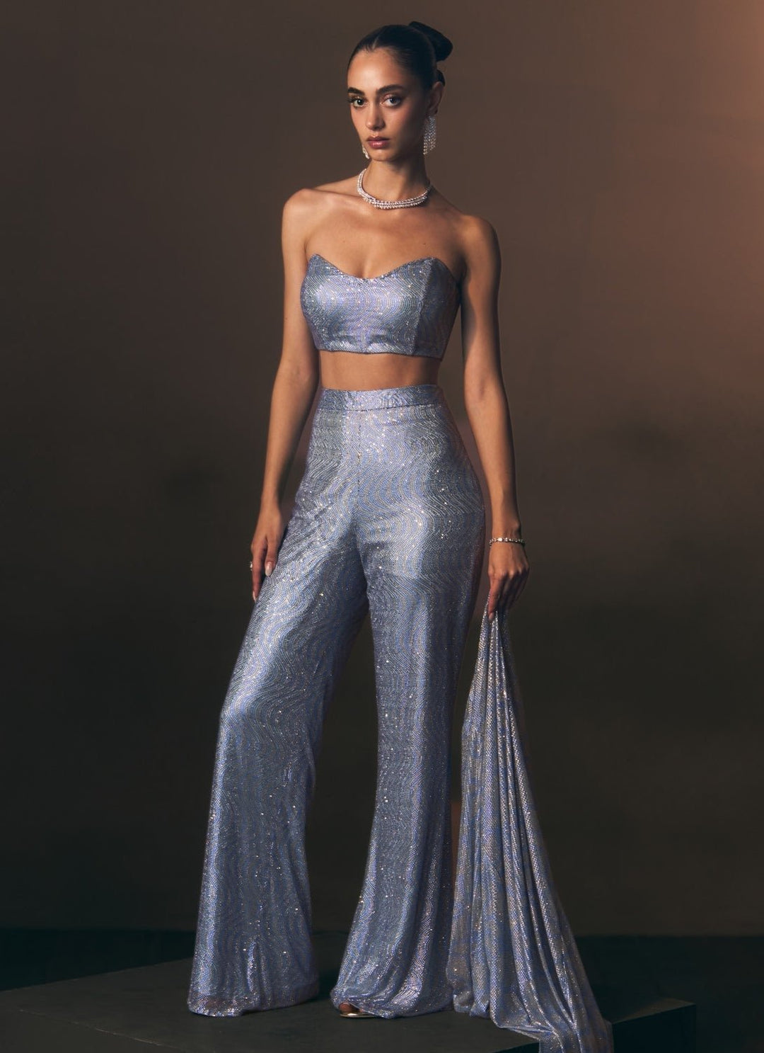 Angad Singh Sky Blue Soft Net Blouse Sharara With JacketFabilicious Fashion