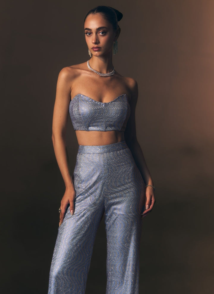 Angad Singh Sky Blue Soft Net Blouse Sharara With JacketFabilicious Fashion