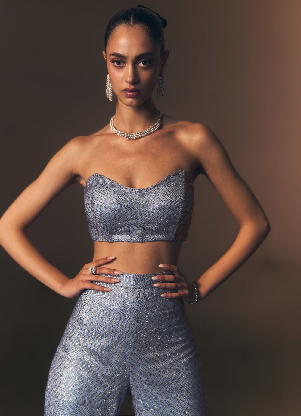 Angad Singh Sky Blue Soft Net Blouse Sharara With JacketFabilicious Fashion
