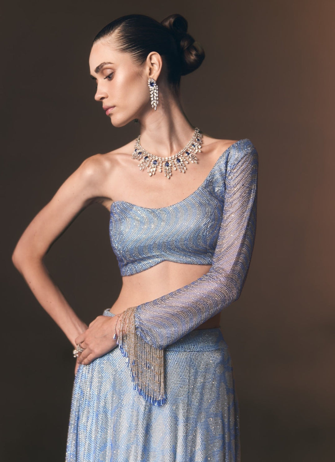 Angad Singh Sky Blue Soft Net Lehenga SetFabilicious Fashion