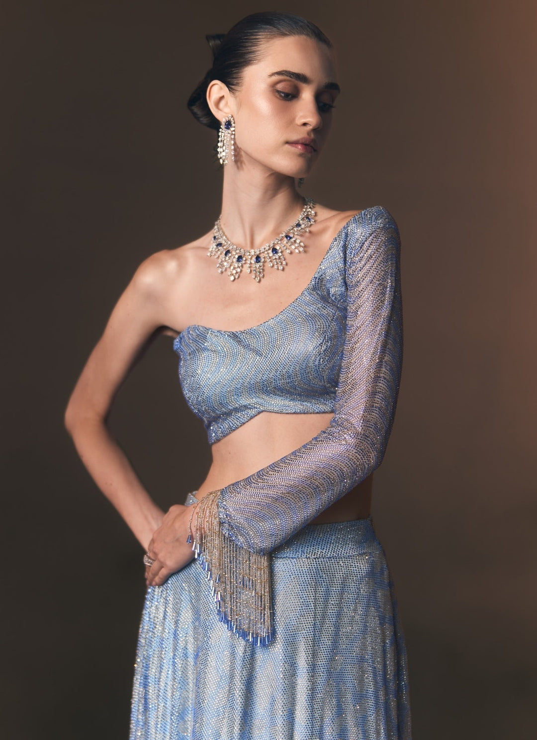 Angad Singh Sky Blue Soft Net Lehenga SetFabilicious Fashion