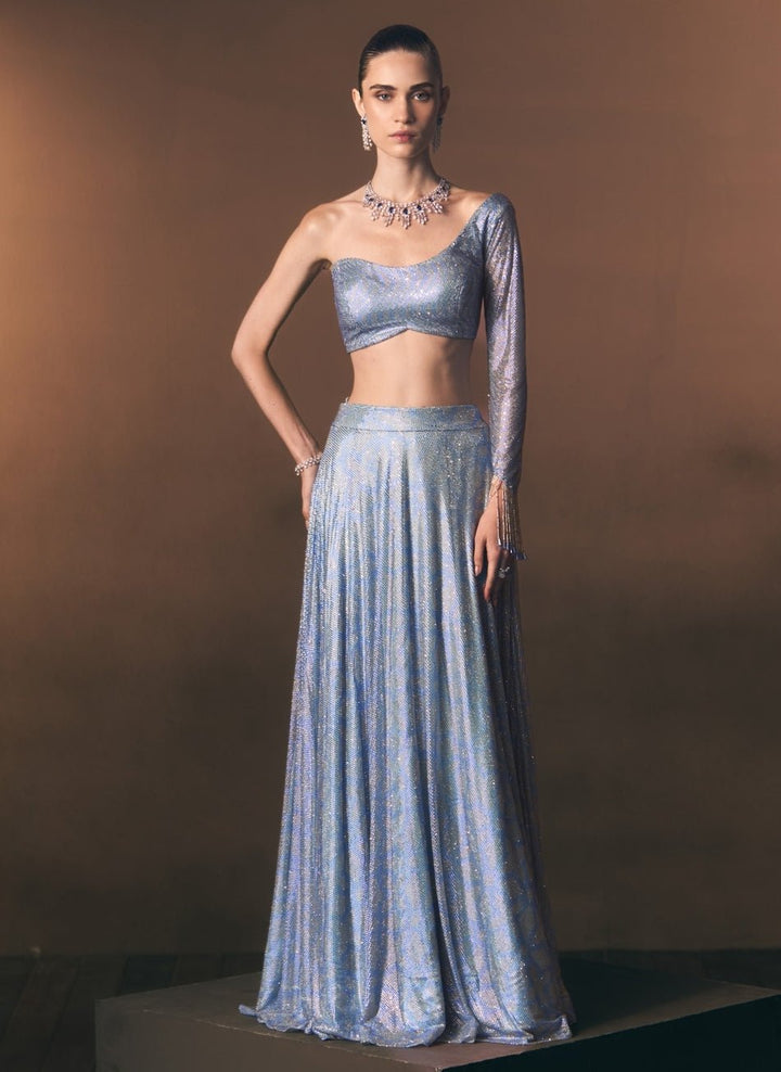 Angad Singh Sky Blue Soft Net Lehenga SetFabilicious Fashion
