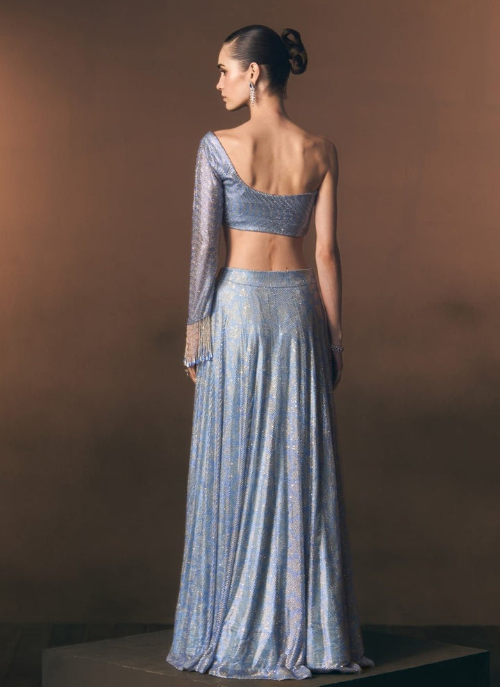 Angad Singh Sky Blue Soft Net Lehenga SetFabilicious Fashion