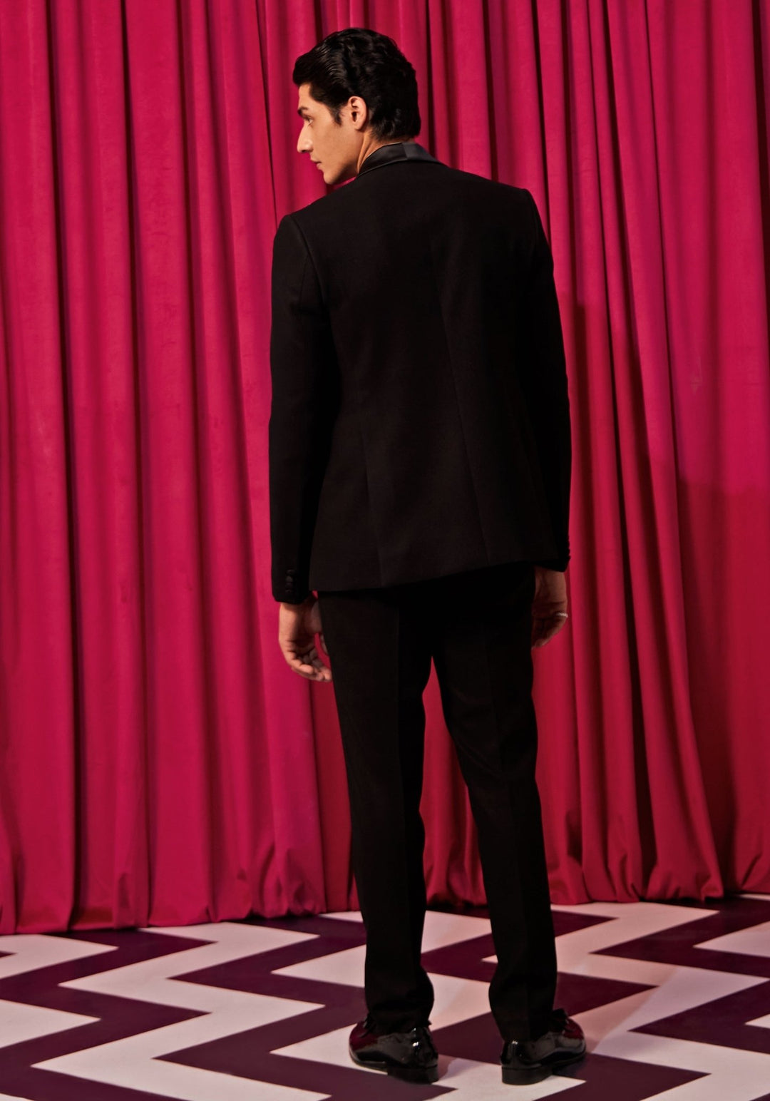 Sleek Black Tuxedo Set Contrast by Parth - Fabilicious Fashion