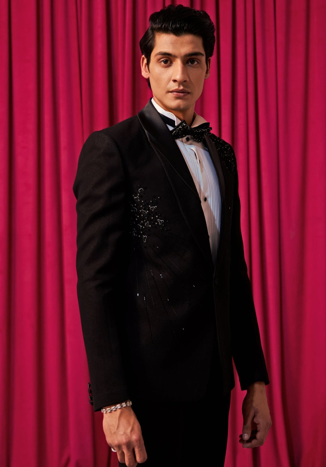 Sleek Black Tuxedo Set Contrast by Parth - Fabilicious Fashion