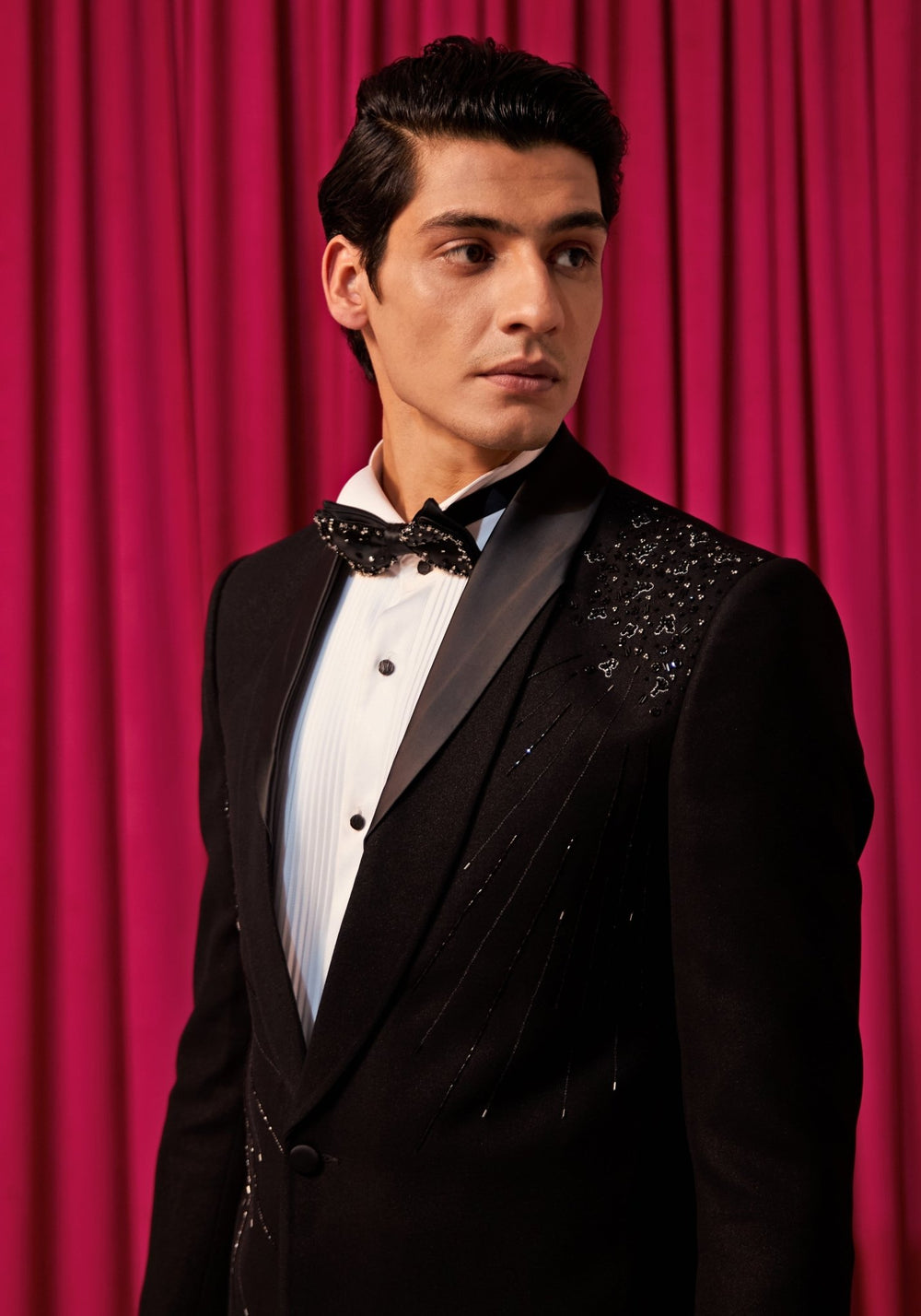 Sleek Black Tuxedo Set Contrast by Parth - Fabilicious Fashion