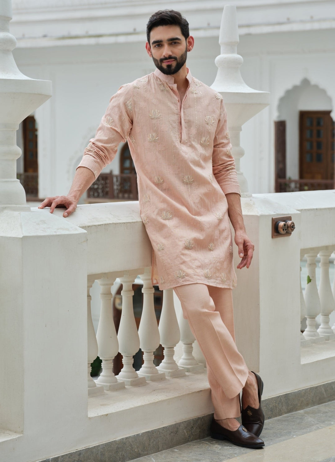 Darzi House Soft Peach Cotton Jacquard Kurta SetFabilicious Fashion