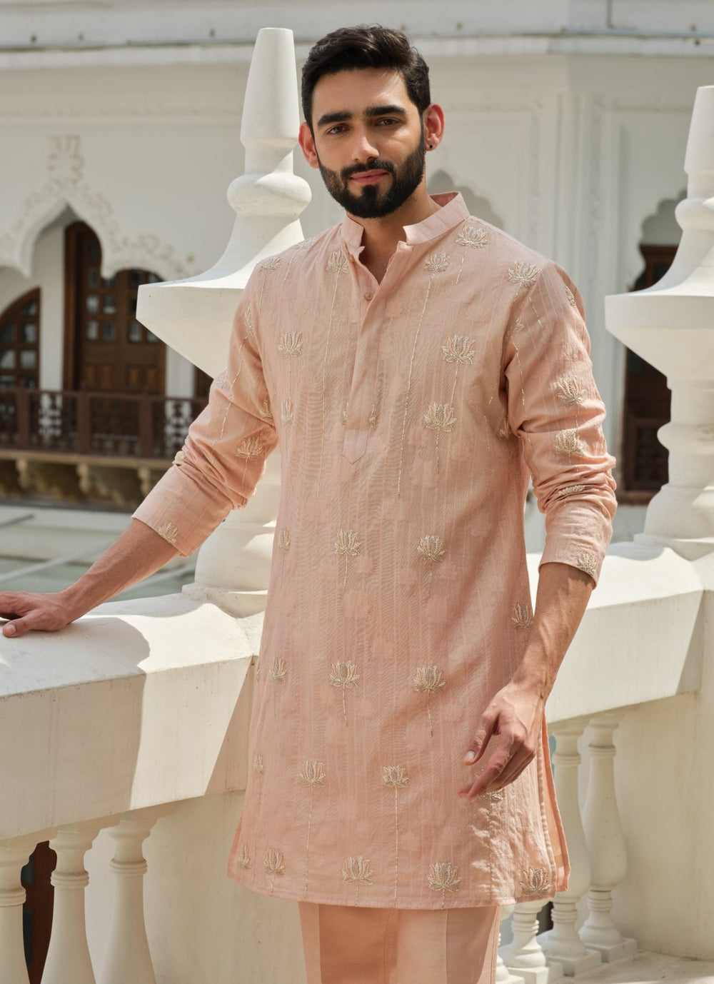 Darzi House Soft Peach Cotton Jacquard Kurta SetFabilicious Fashion
