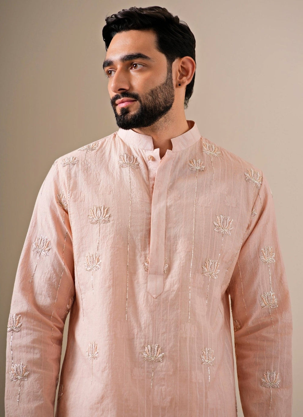 Darzi House Soft Peach Cotton Jacquard Kurta SetFabilicious Fashion