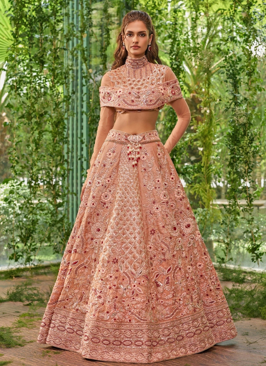 Jigar and Nikita Soft Peach Organza Bridal Lehenga SetFabilicious Fashion