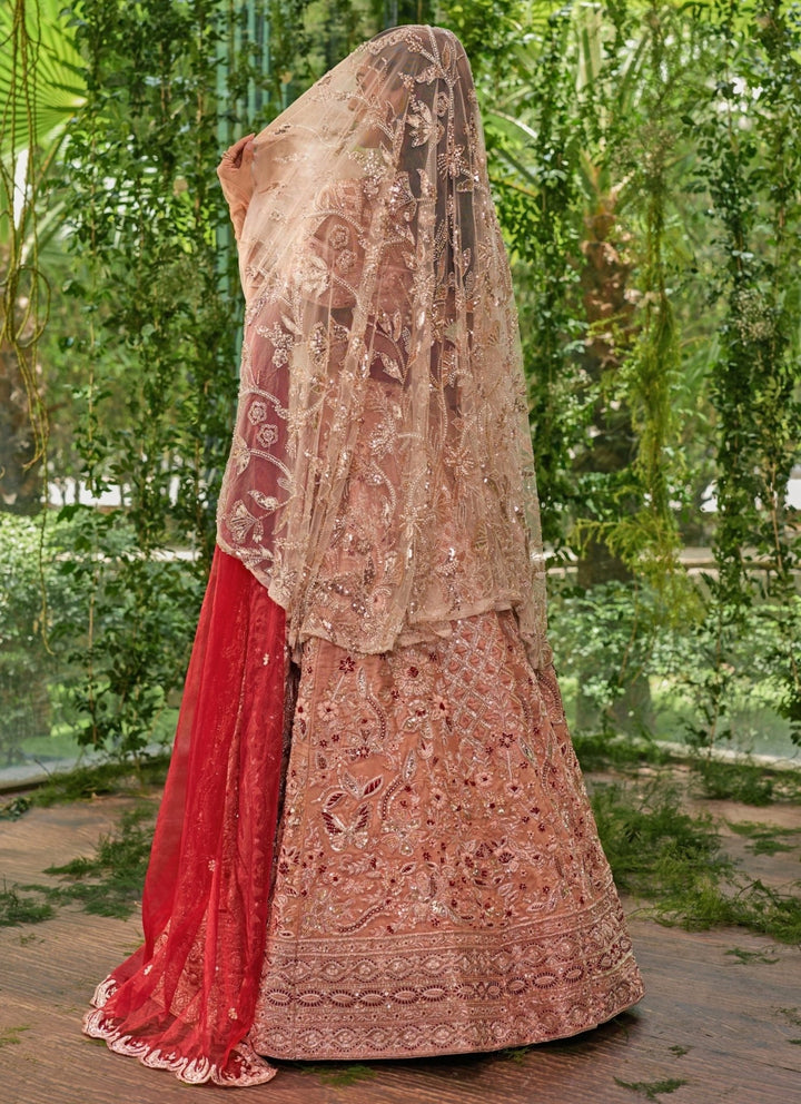 Jigar and Nikita Soft Peach Organza Bridal Lehenga SetFabilicious Fashion