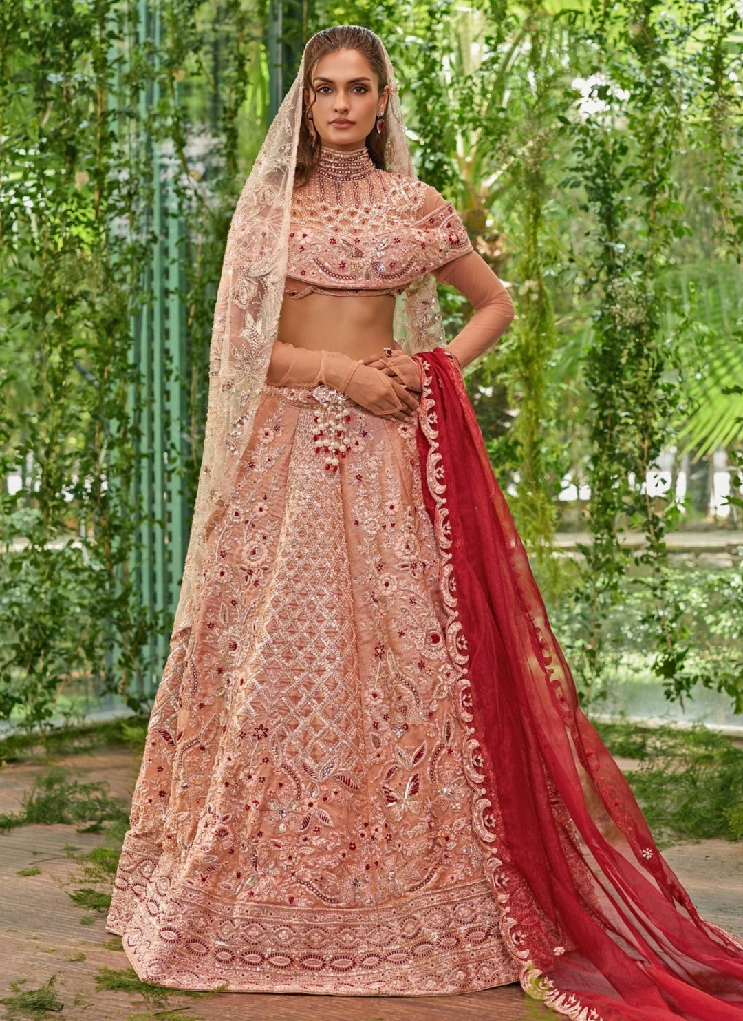 Jigar and Nikita Soft Peach Organza Bridal Lehenga SetFabilicious Fashion