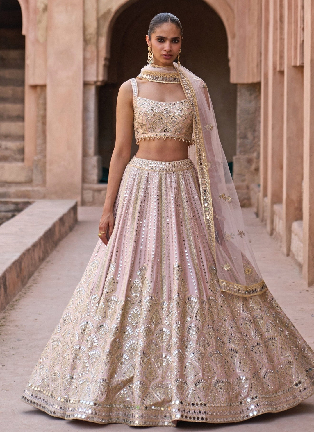 Angad Singh Soft Peach Raw Silk Lehenga SetFabilicious Fashion