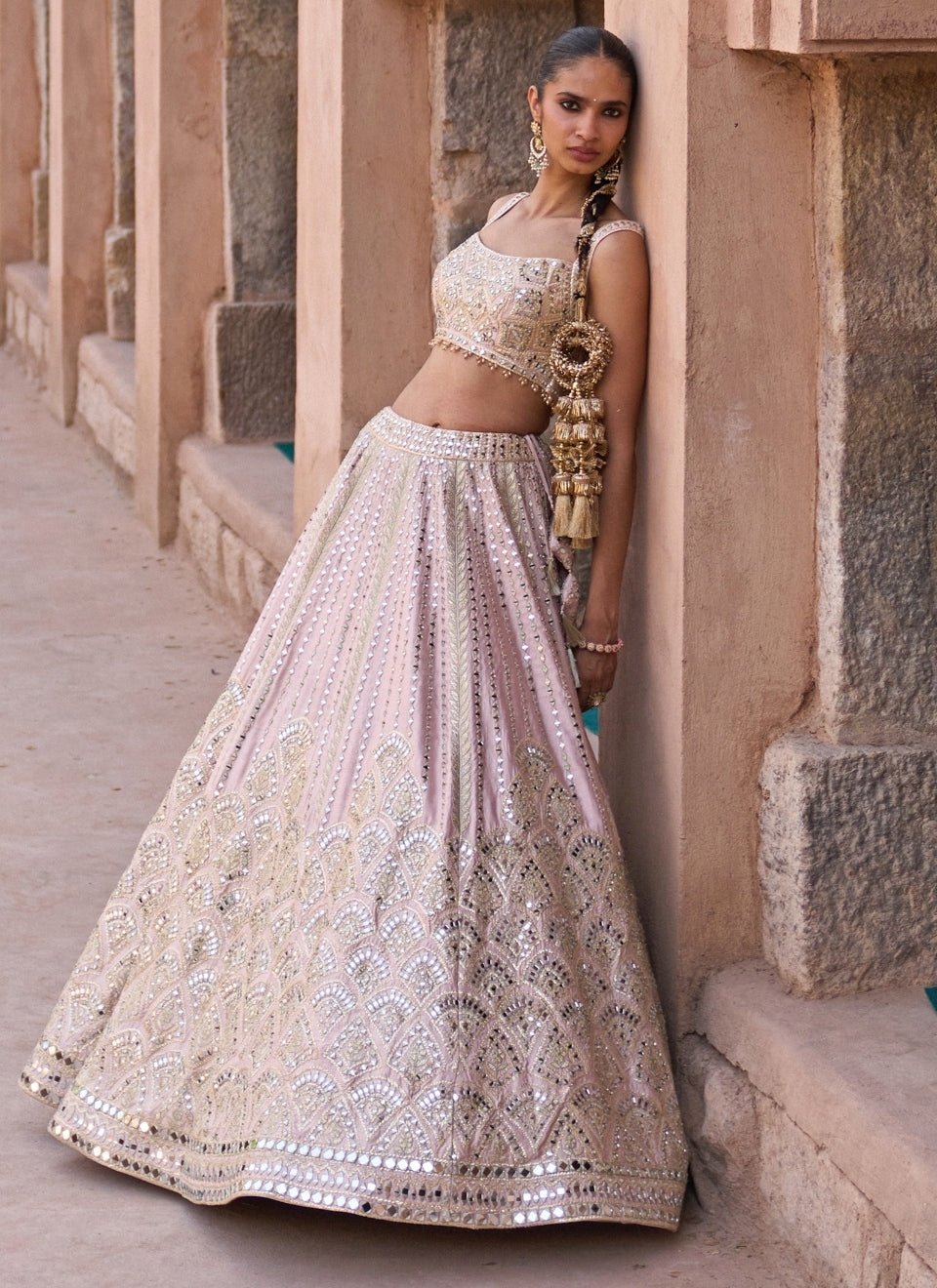 Angad Singh Soft Peach Raw Silk Lehenga SetFabilicious Fashion