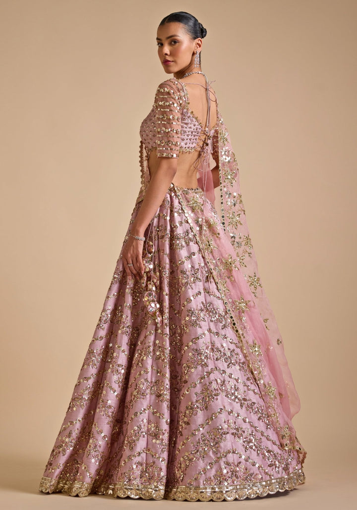 Soft Pink Bridal Lehenga set Prevasu - Fabilicious Fashion