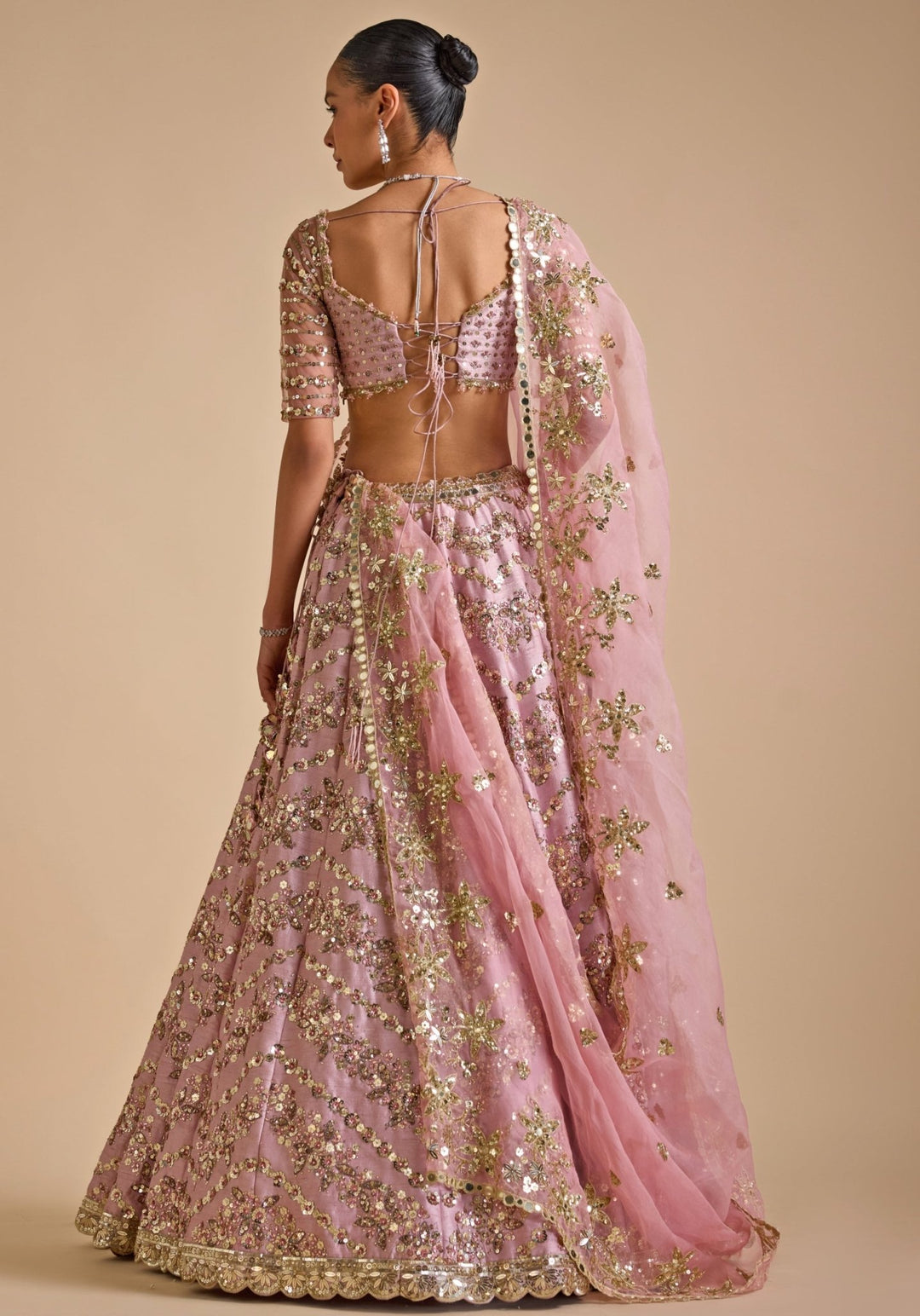 Soft Pink Bridal Lehenga set Prevasu - Fabilicious Fashion