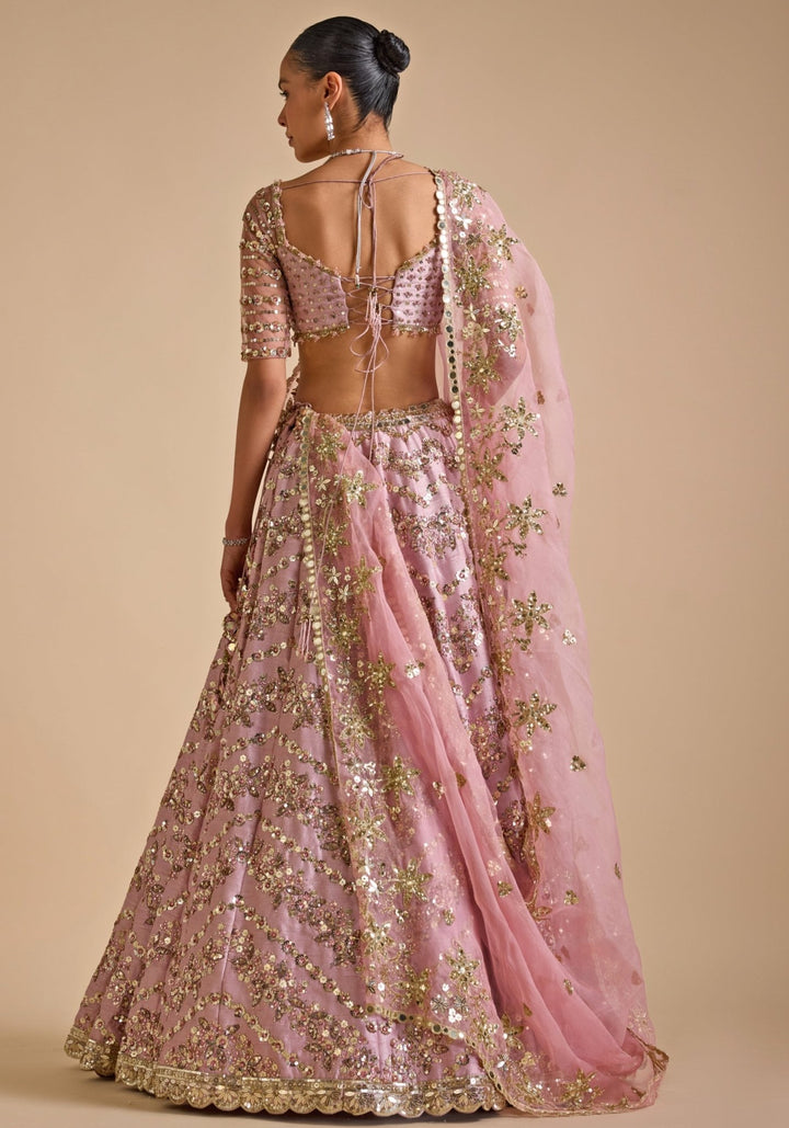 Soft Pink Bridal Lehenga set Prevasu - Fabilicious Fashion