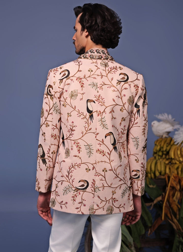 Soft Pink Embroidered Jodhpuri Jacket Set Kalpraag - Fabilicious Fashion