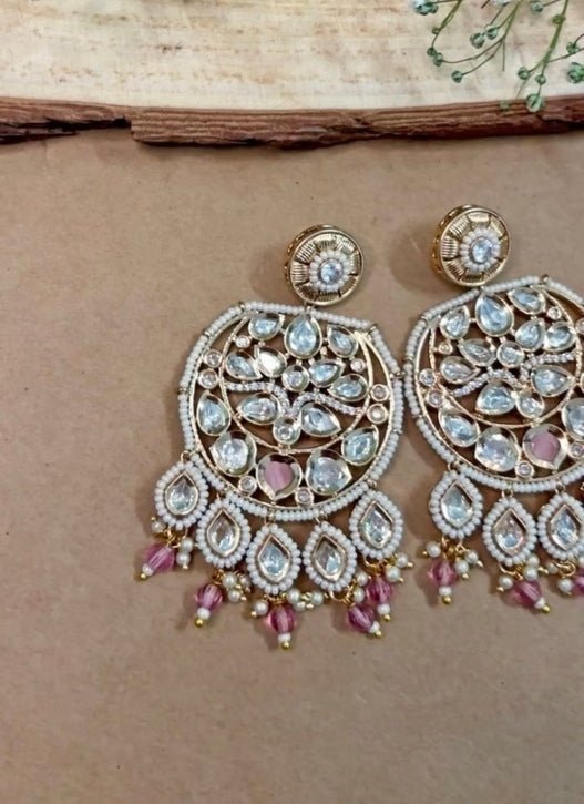 Naymee Soft Pink Kundan ChandbaaliFabilicious Fashion