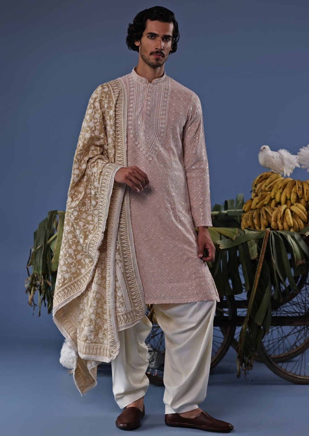 Soft Pink Thread Embroidered Kurta Patiala Pant Set Kalpraag - Fabilicious Fashion